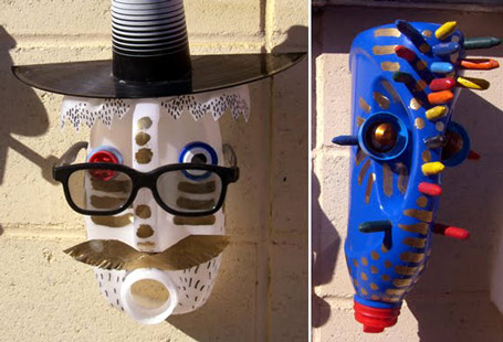Totem-Masken aus alten Plastik-Kanistern