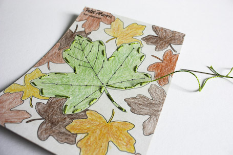 Stickkarten Herbstblätter