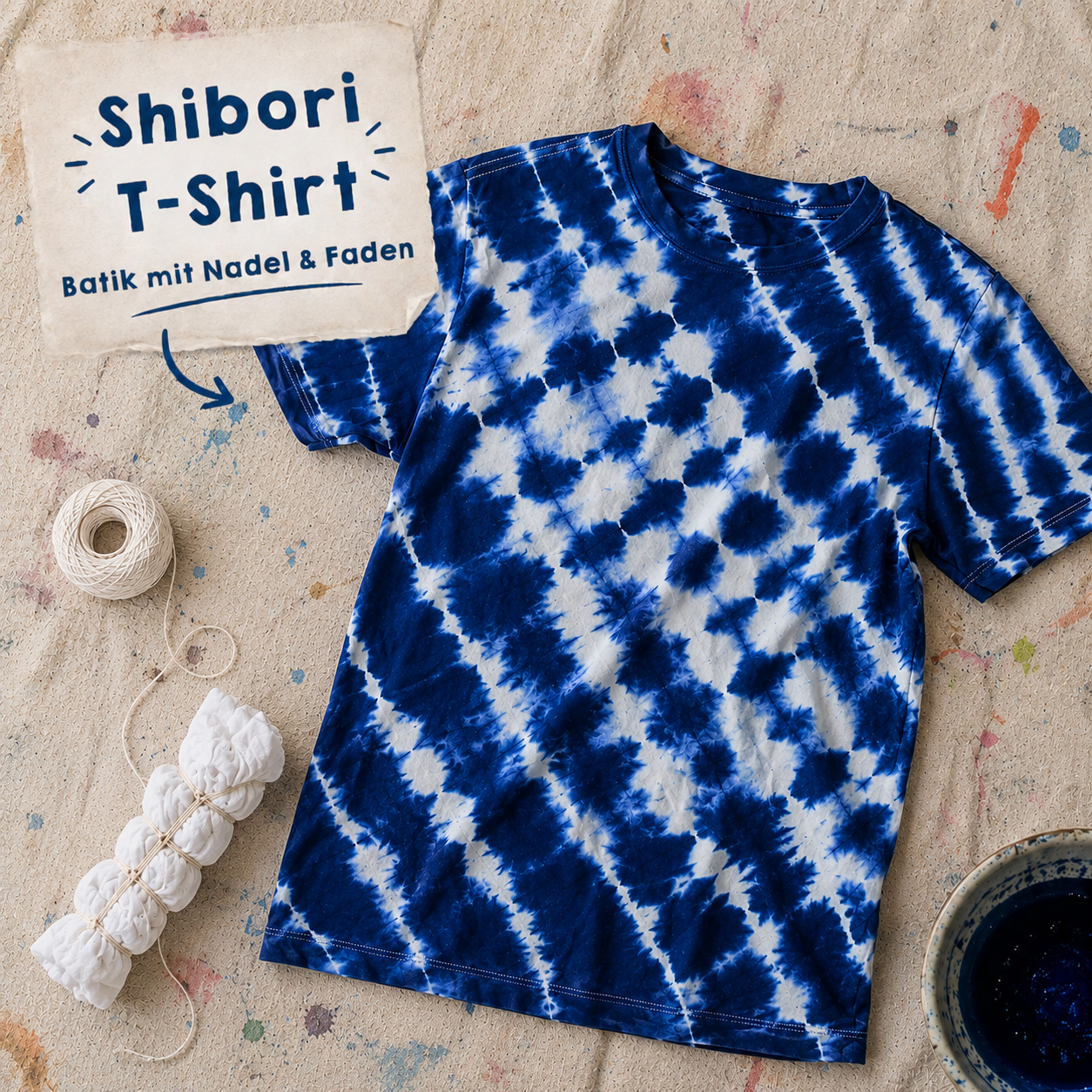Shibori-Batik mit Nadel und Faden – einfache Technik für T-Shirts & Stoffe