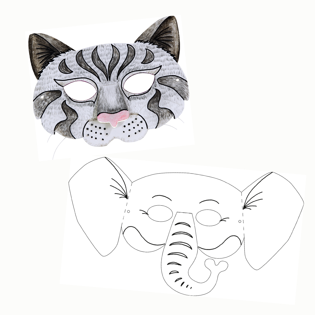Kindermasken Tiere, 6-er Set