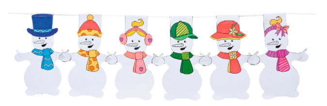 Schneemann-Girlanden basteln mit Kindern
