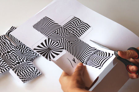 Op-Art Würfel basteln mit Kindern