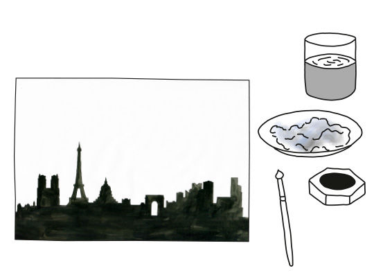 Scherenschnitt-Collagen mit der Skyline-Silhouette basteln