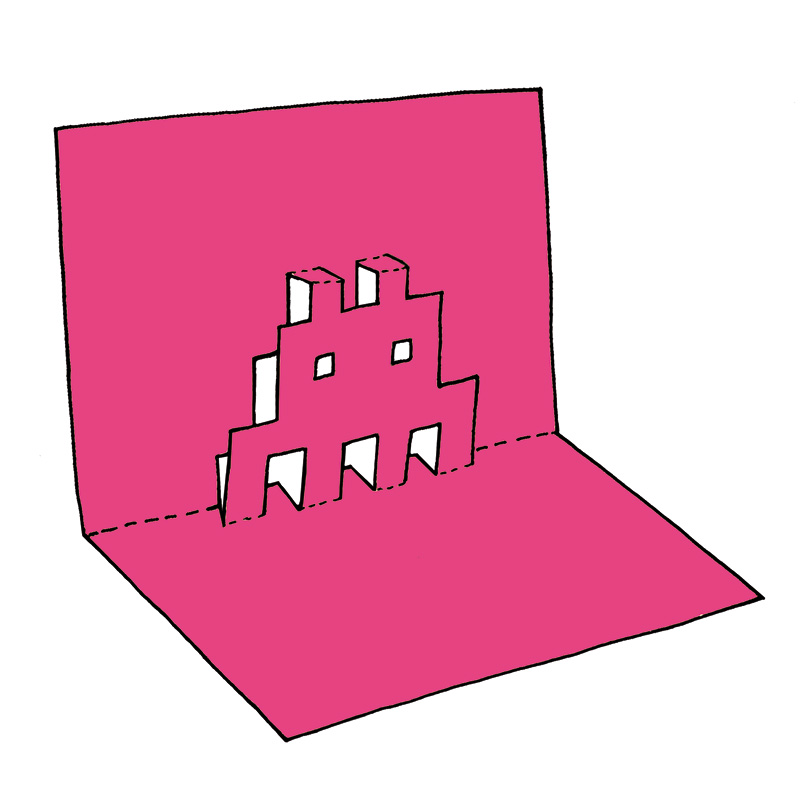 Pop-Up-Karten "Space Invaders"