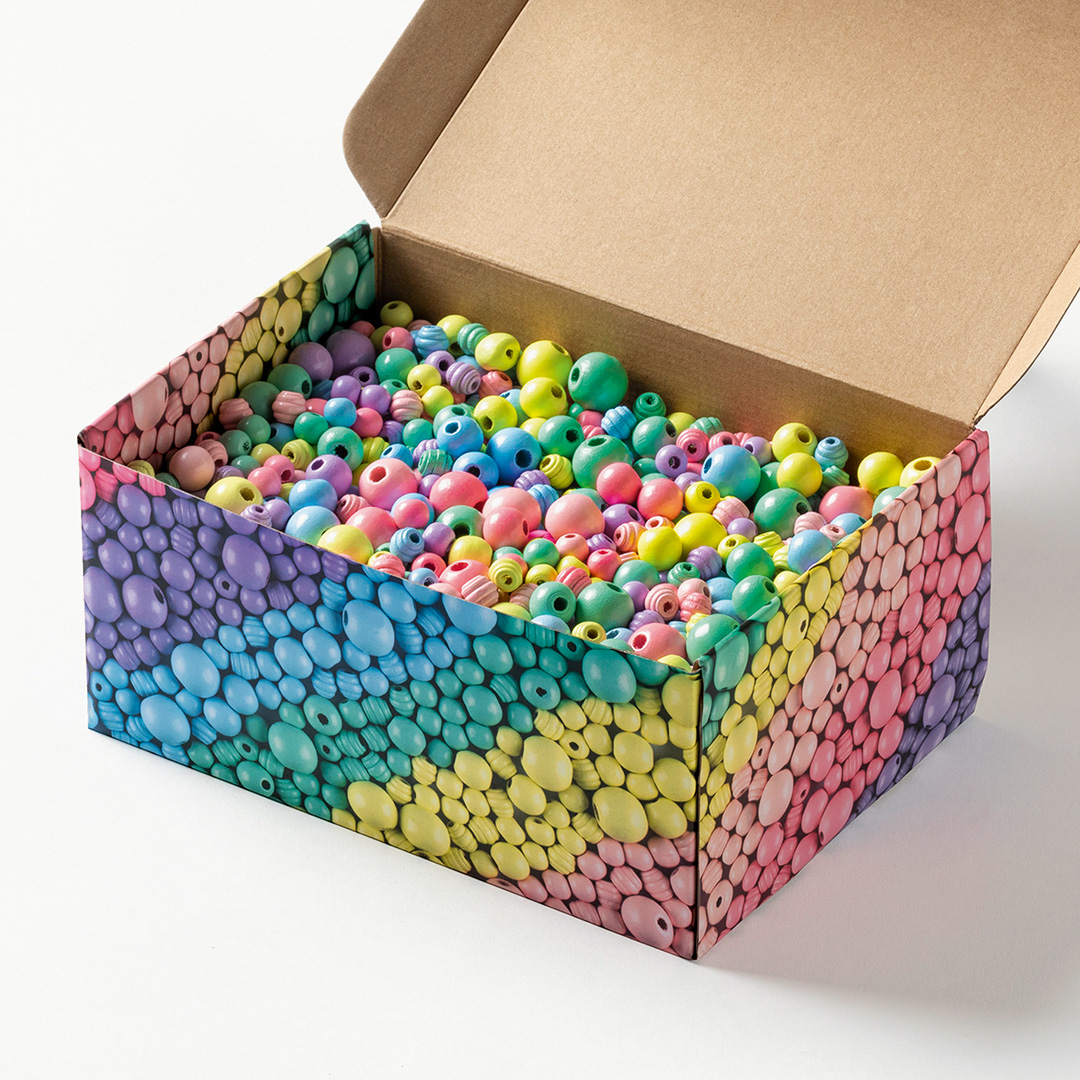 Holzperlen Jumbo Pastell, 1 kg