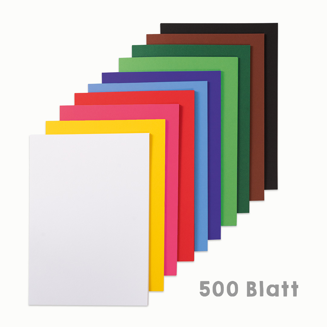 Tonkarton-Sortiment, 500 Blatt DIN A4 in 10 Farben