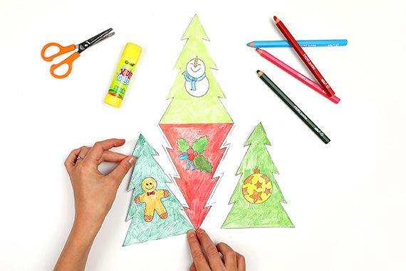 Weihnachtsbaum-Riesenpuzzle basteln mit Kindern