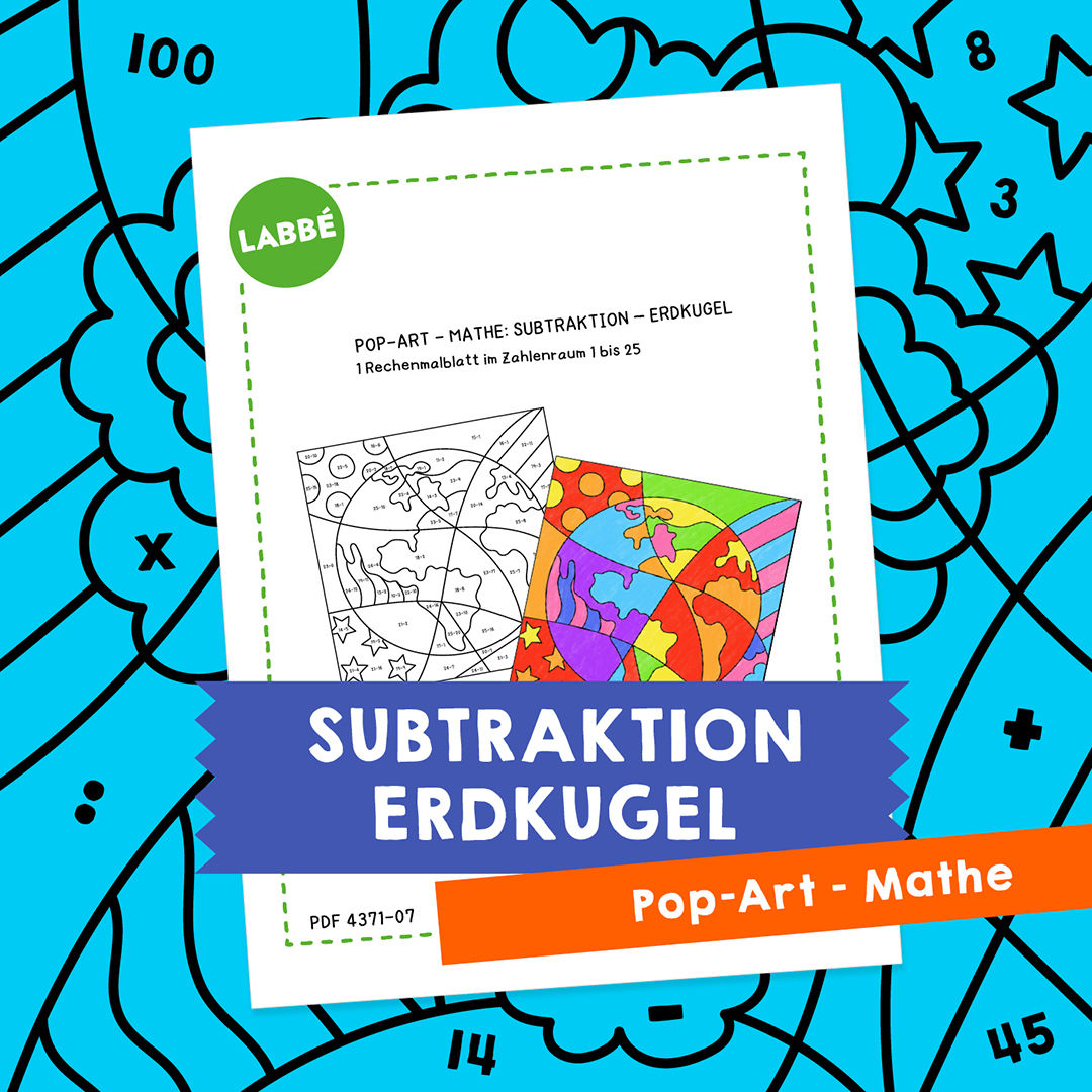 Homeschooling - Pop-Art – Mathe Subtraktion: Erdkugel PDF