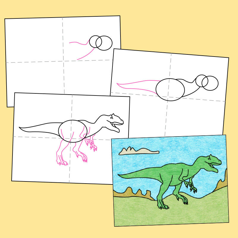 Geleitetes Zeichnen - Dinosaurier PDF