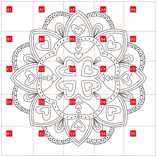 Poster Herz-Mandala zum Ausmalen für die Klasse