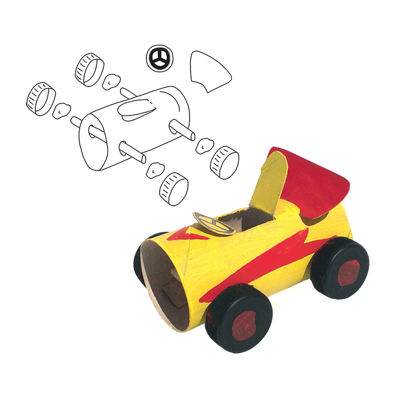 Papprollen-Autos