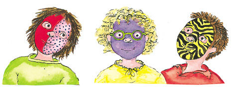 Angemalte Gipsmasken