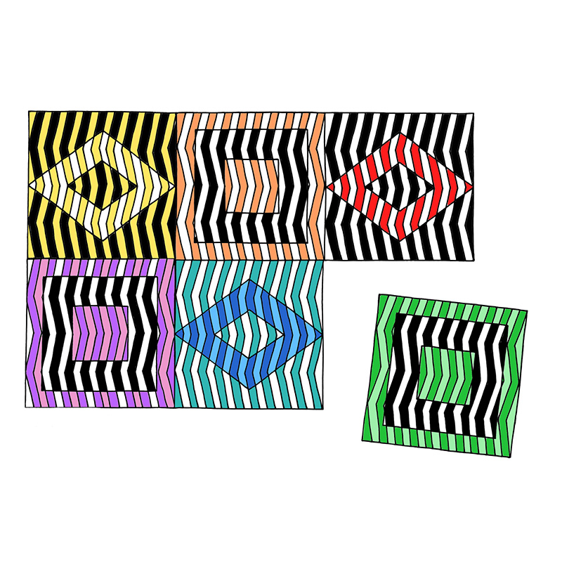Op-Art Kacheln für die Gruppenarbeit