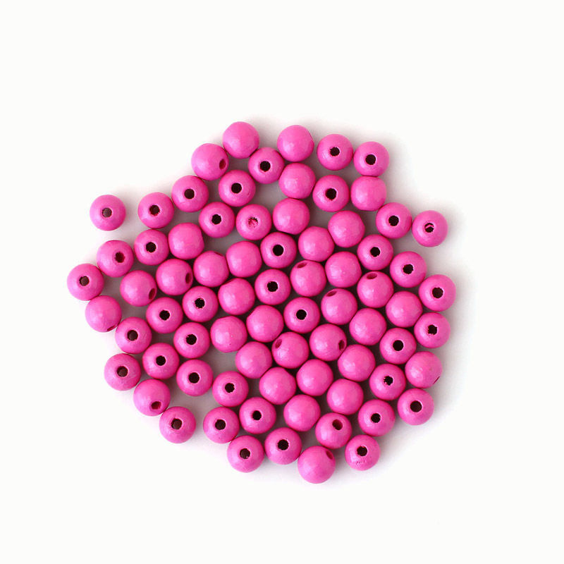 Holzperlen 8 mm, 75 Stück, grün Pink