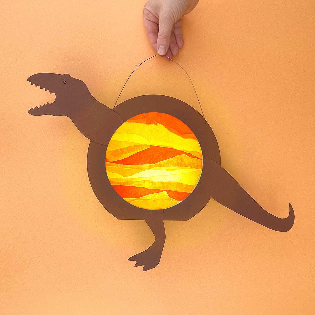Runde Dino-Laterne - Gratis PDF