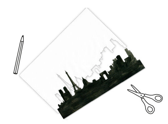 Scherenschnitt-Collagen mit der Skyline-Silhouette basteln