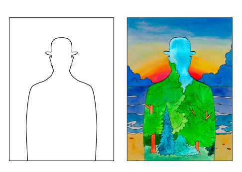 Surrealismus - Rene Magritte - Mann mit Hut