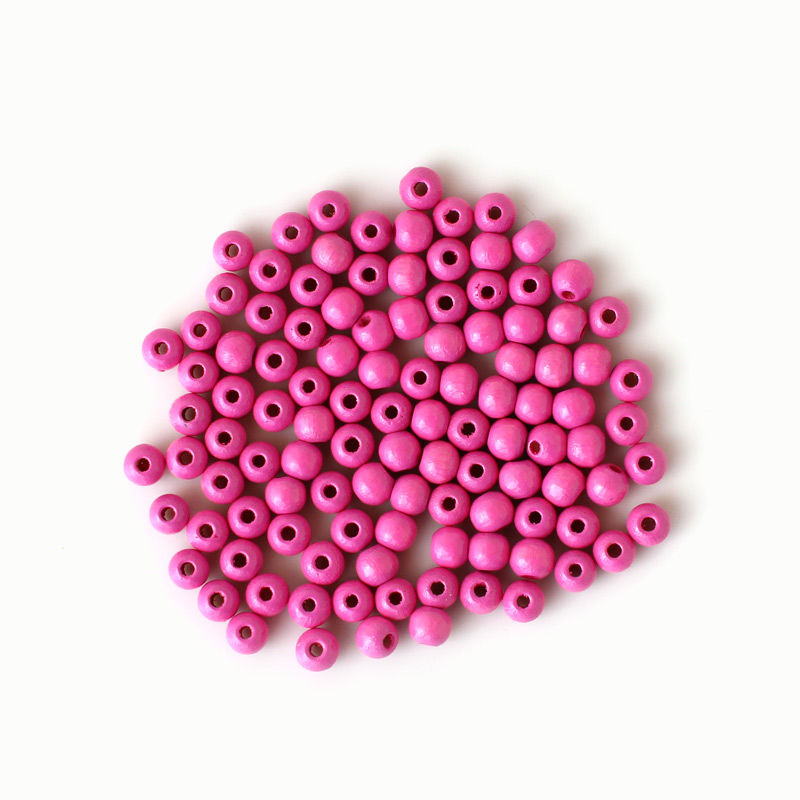 Holzperlen 6 mm, 110 Stück, gelb Pink