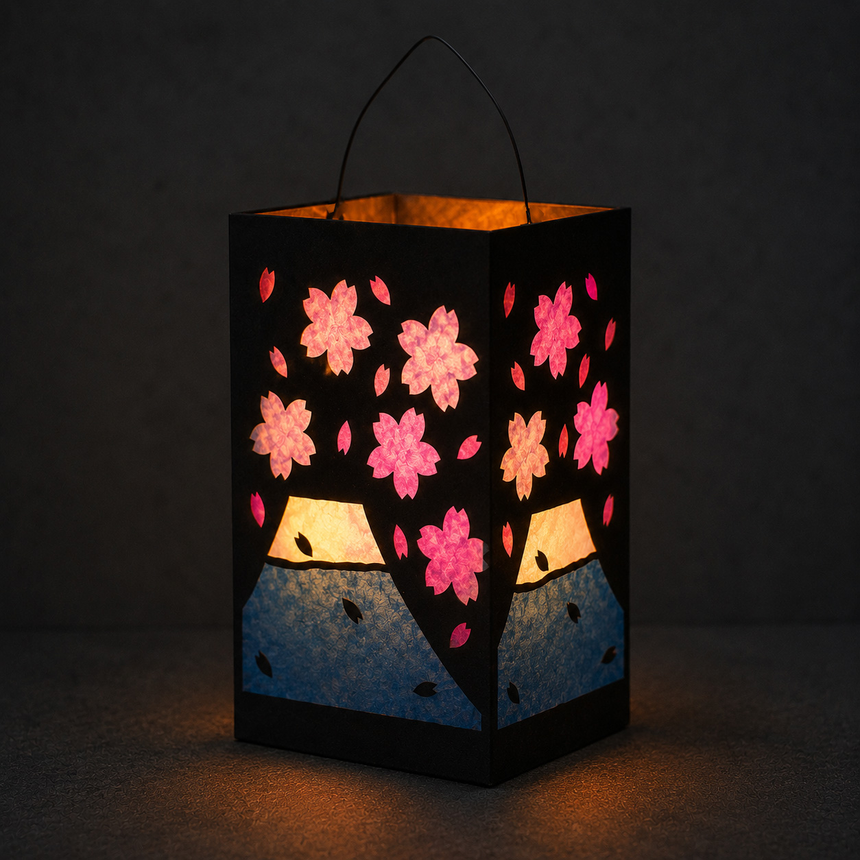 Japanische Laterne – Kirschblüten am Fuji