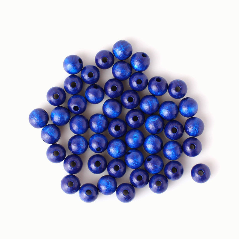 Holzperlen 10 mm, 50 Stück, braun Blau