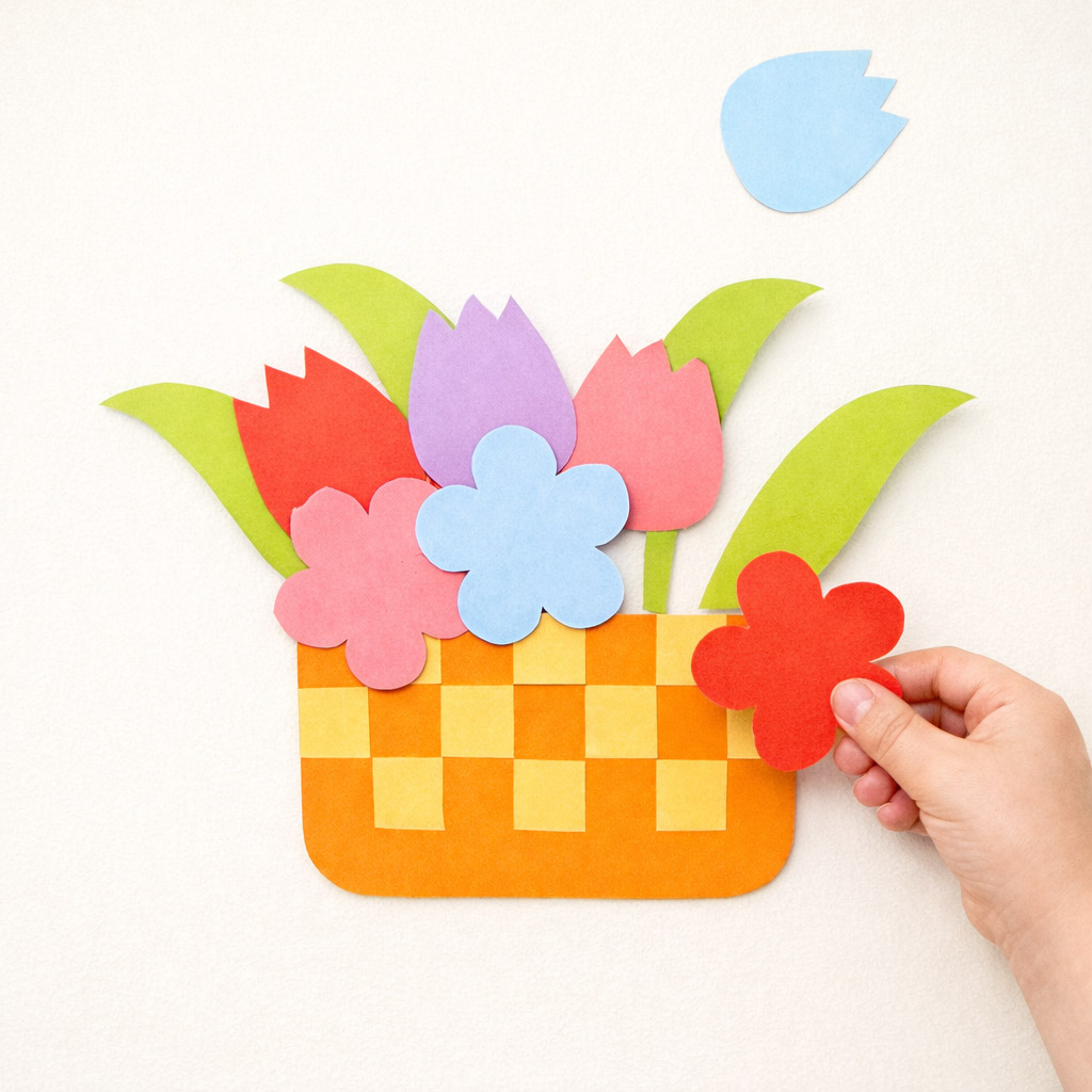 Blumen-Flechtkorb für den Frühling