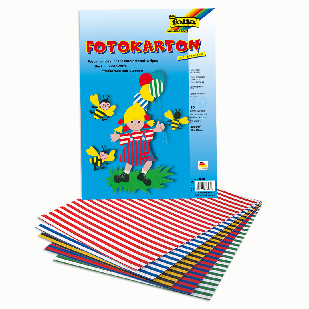 Fotokarton mit bunten Streifen, 10 Blatt