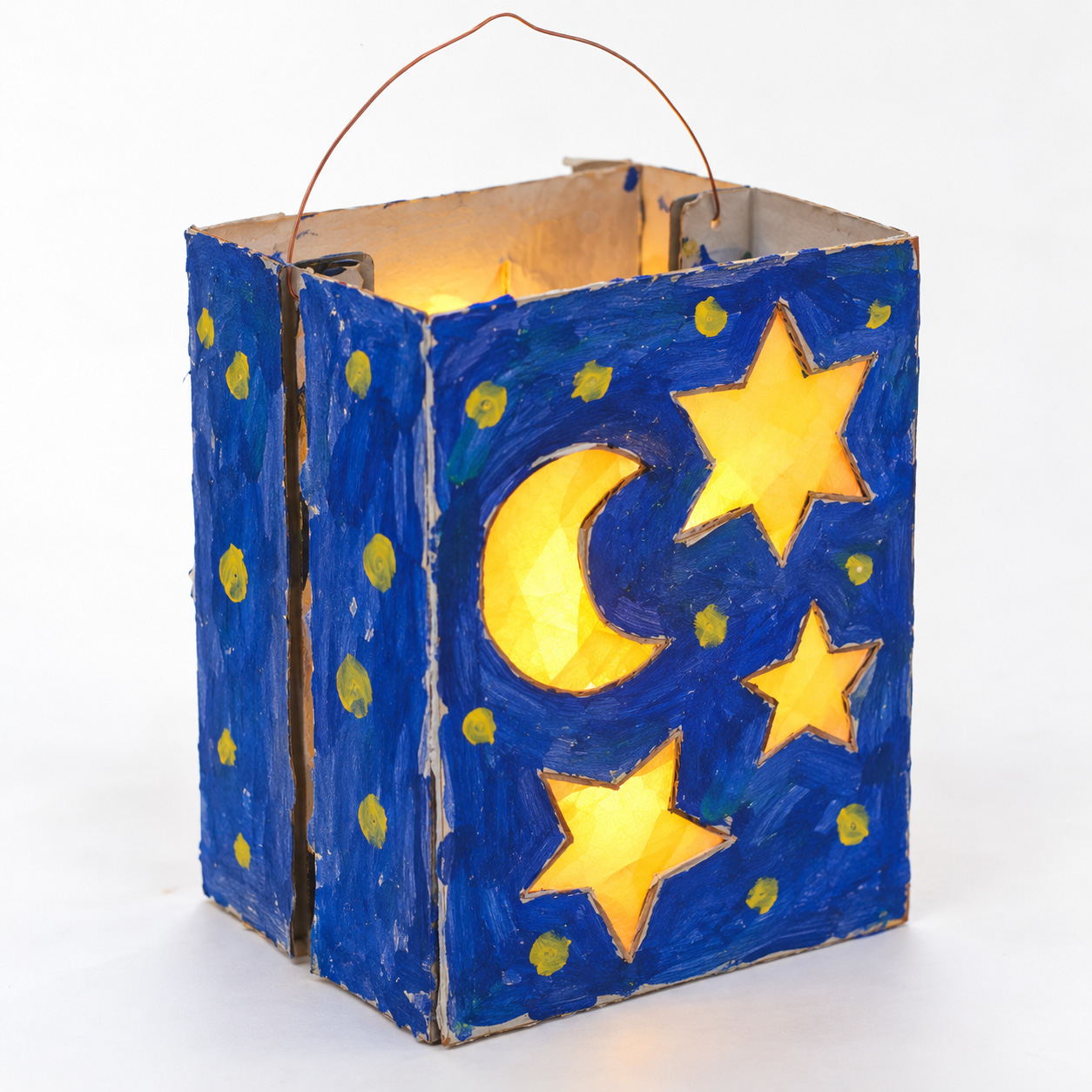 Mond-und-Sterne-Laterne aus Cornflakes-Schachteln