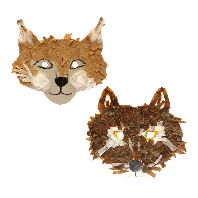 Schnipselige Tiermasken