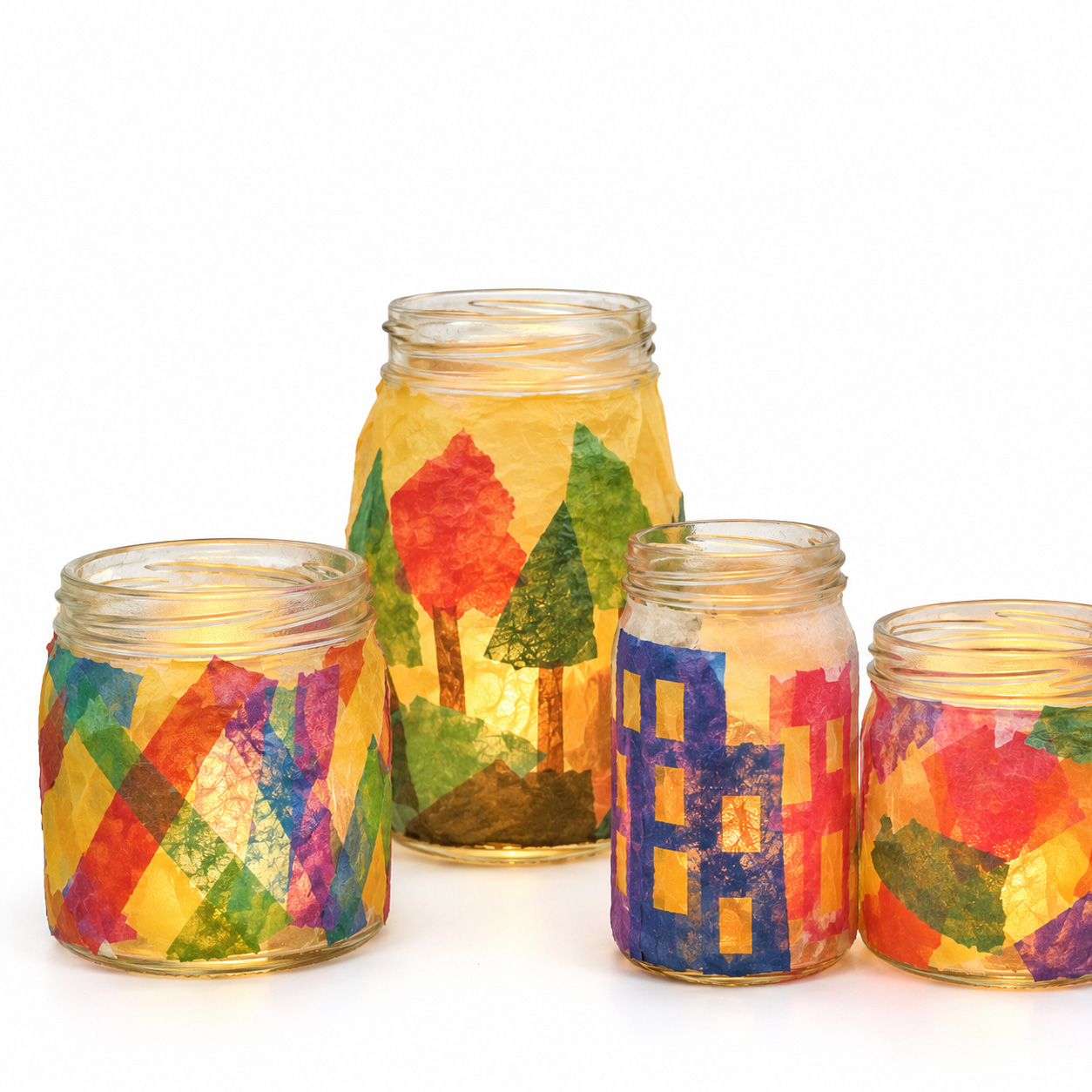 Bunte Glasleuchten aus Transparentpapier