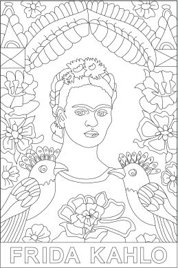 Frida Kahlo - Wandbild zum Ausmalen mit der Gruppe