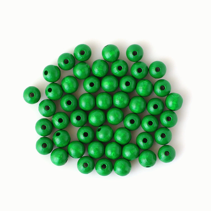 Holzperlen 10 mm, 50 Stück, braun Grün