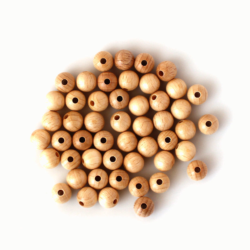 Holzperlen 10 mm, 50 Stück, braun Natur
