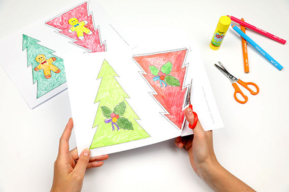 Weihnachtsbaum-Riesenpuzzle basteln mit Kindern