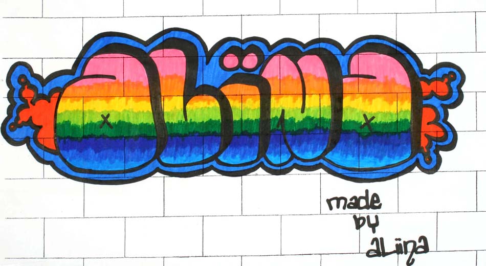 Graffiti mit dem eigenen Namen von Aliina (14) Graffiti mit dem eigenen Namen von Aliina (14)