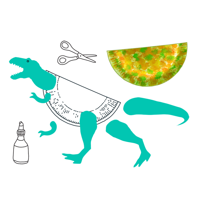 Dinosaurier aus Papptellern