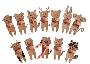 Geschenk-Tiere basteln mit Kindern