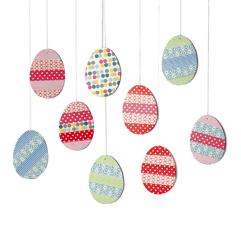 Blanko-Eier mit Washi Tapes