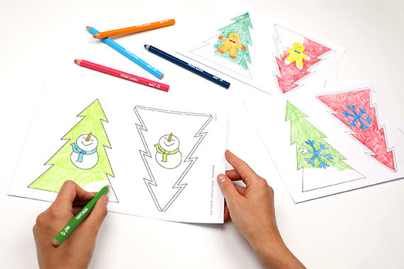 Weihnachtsbaum-Riesenpuzzle basteln mit Kindern