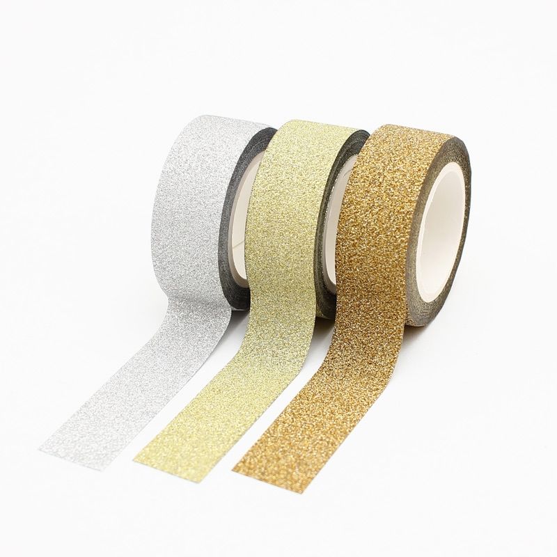 Glitter Tape-Set, 3 Rollen, gold-silber