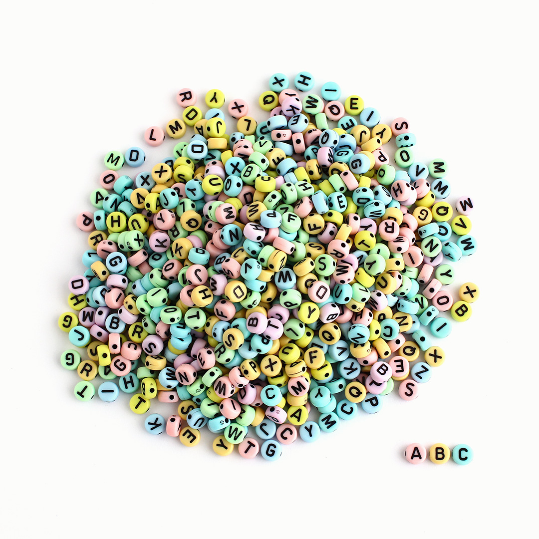 Buchstabenperlen pastell, rund, 500 Stück