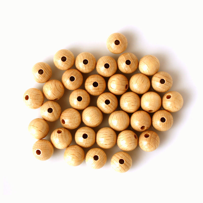 Holzperlen 12 mm, 35 Stück, grün Natur