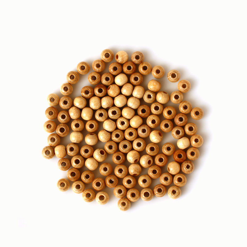 Holzperlen 6 mm, 110 Stück, gelb Natur