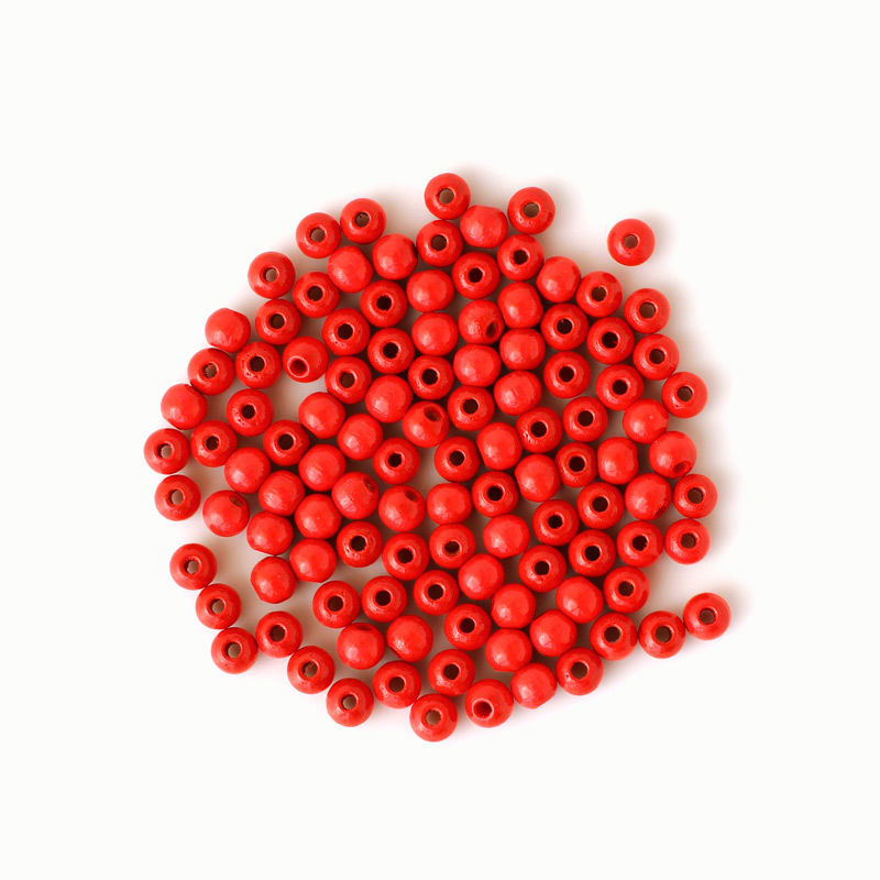 Holzperlen 6 mm, 110 Stück, gelb Rot
