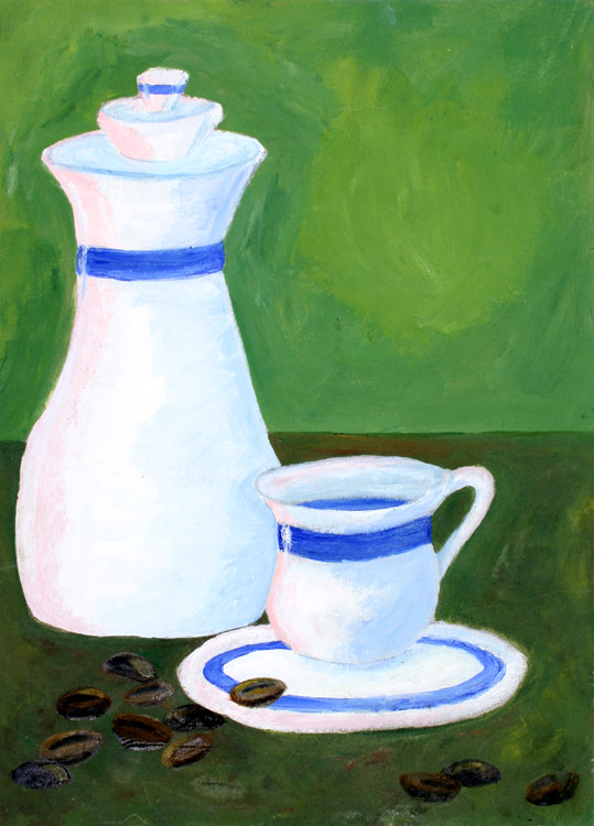 Kanne und Tasse mit Kaffeebohnen von Veronika (15)