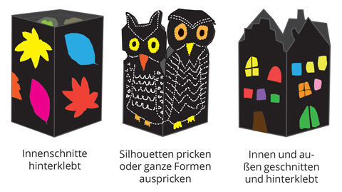 Anleitung zum Basteln der Faltlaterne, schwarz