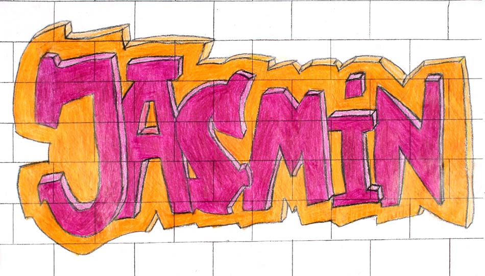 Graffiti mit dem eigenen Namen von Jasmin (14)