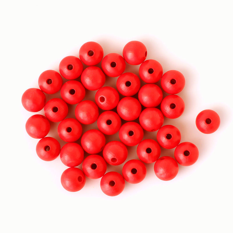 Holzperlen 12 mm, 35 Stück, grün Rot