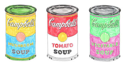 Pop-Art Vorlagen nach Andy Warhol's Suppendosen