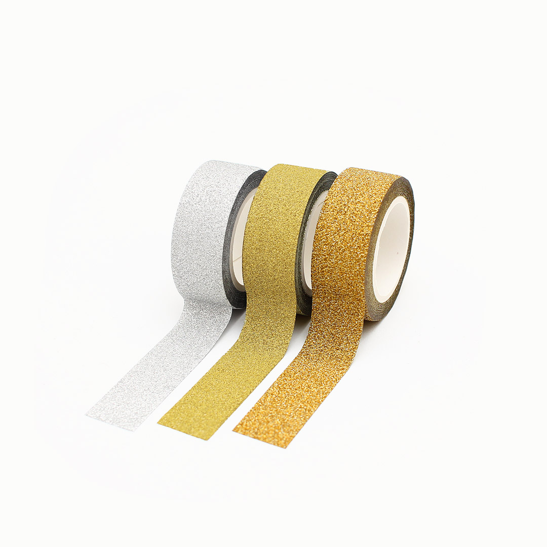 Glitter Tape-Set, Gold/Hellgold/Silber
