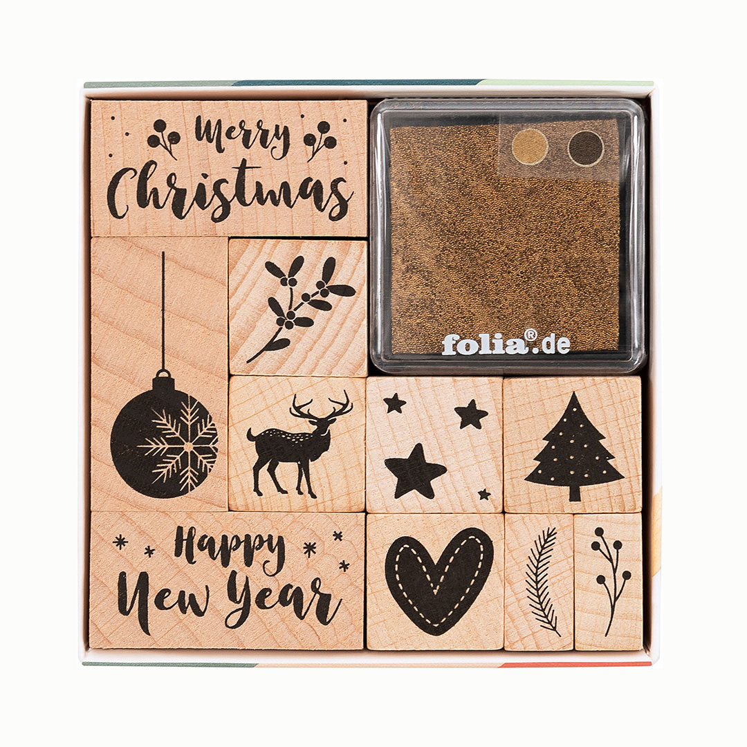 Holzstempel-Set Christmas